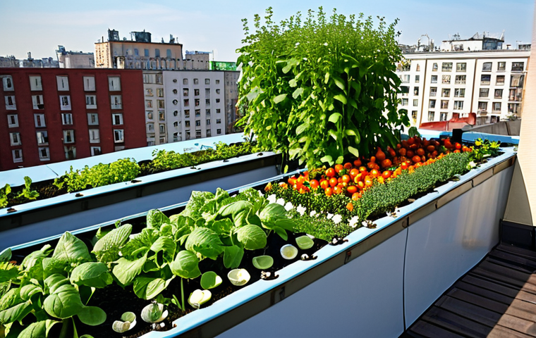 친환경 마케터가 되는 방법 - Sustainable Urban Gardening**

A vibrant rooftop garden in Moscow, overflowing with vegetables, herb...