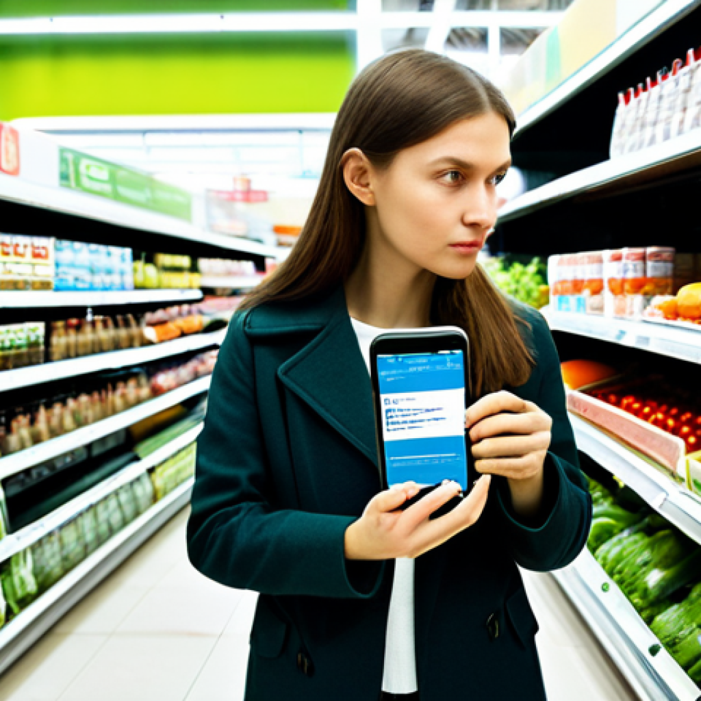 친환경 마케터의 업무 프로세스 개선 - **Prompt:** A dynamic, brightly lit scene inside a modern, spacious Russian supermarket aisle. A sty...