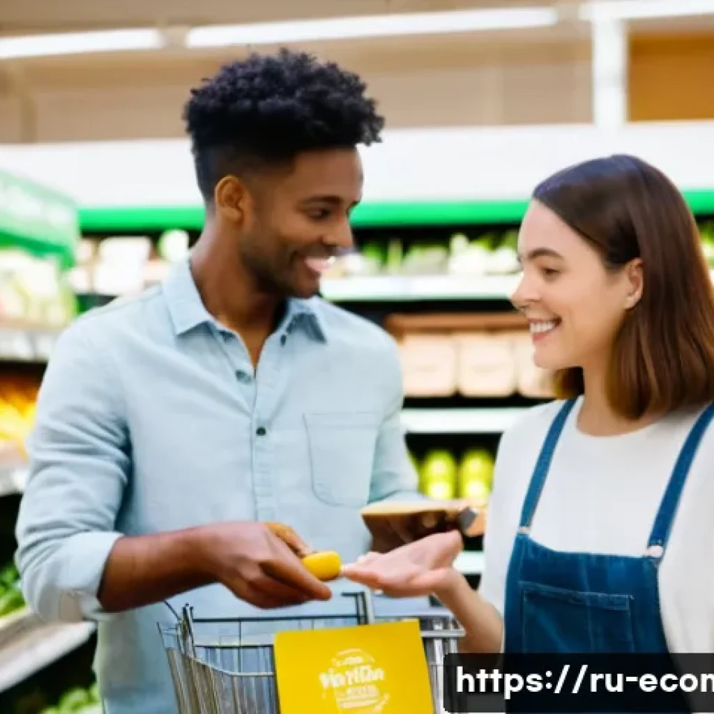 친환경 마케팅 산업 동향 - **Eco-Conscious Shopping in a Modern Supermarket**
A bright, clean, and modern supermarket aisle...