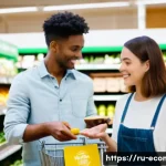 친환경 마케팅 산업 동향 - **Eco-Conscious Shopping in a Modern Supermarket**
A bright, clean, and modern supermarket aisle...