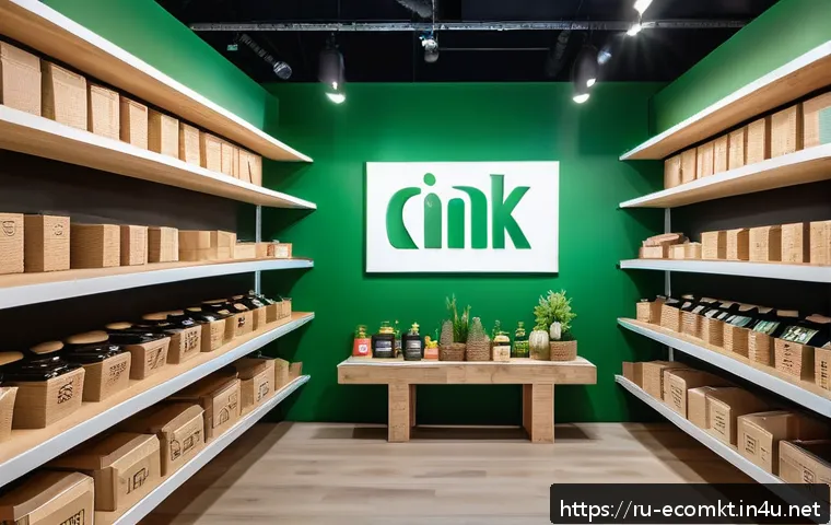 친환경 마케팅 전문 직무 수행 전략 - A modern Russian eco-friendly store interior showcasing sustainable products made from natural, recy...